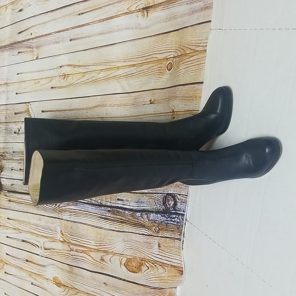 Lands 'End Black Tall Block Heel Boot Gem